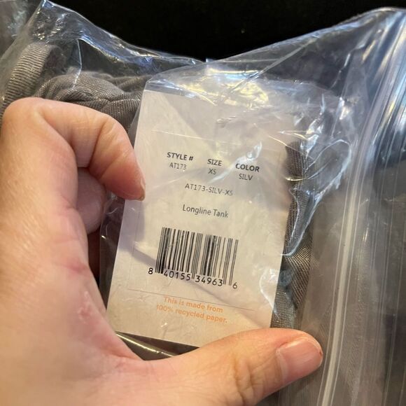 Andie Swim Silver Metallic Gray The Longline Tank Bikini Top NWT - Picture 3 of 3